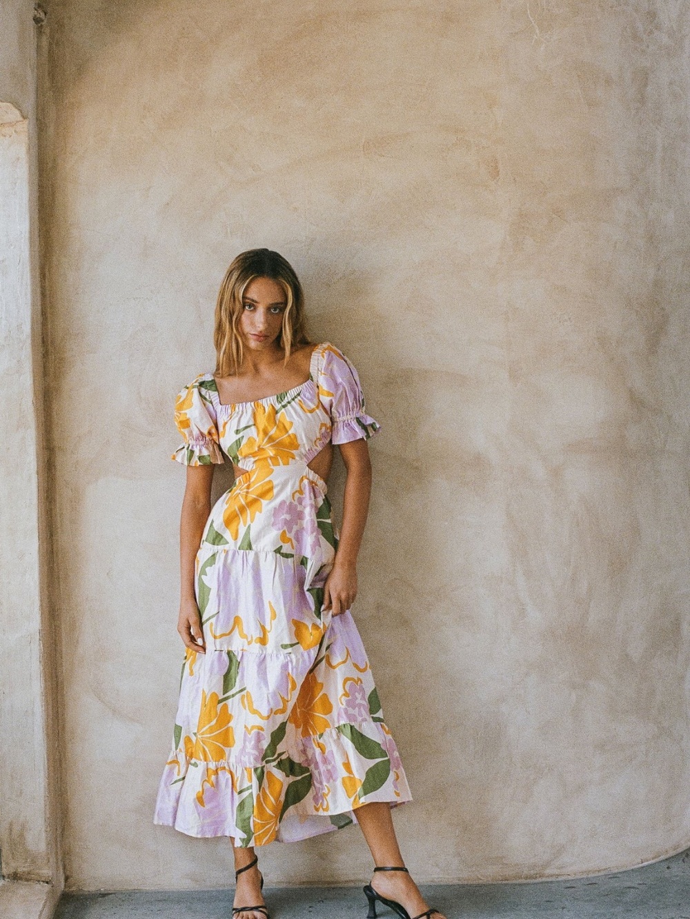 SABO- Floral Puff-Sleeve/ Off shoulder Maxi Dress - Women's - Picture 2 of 5